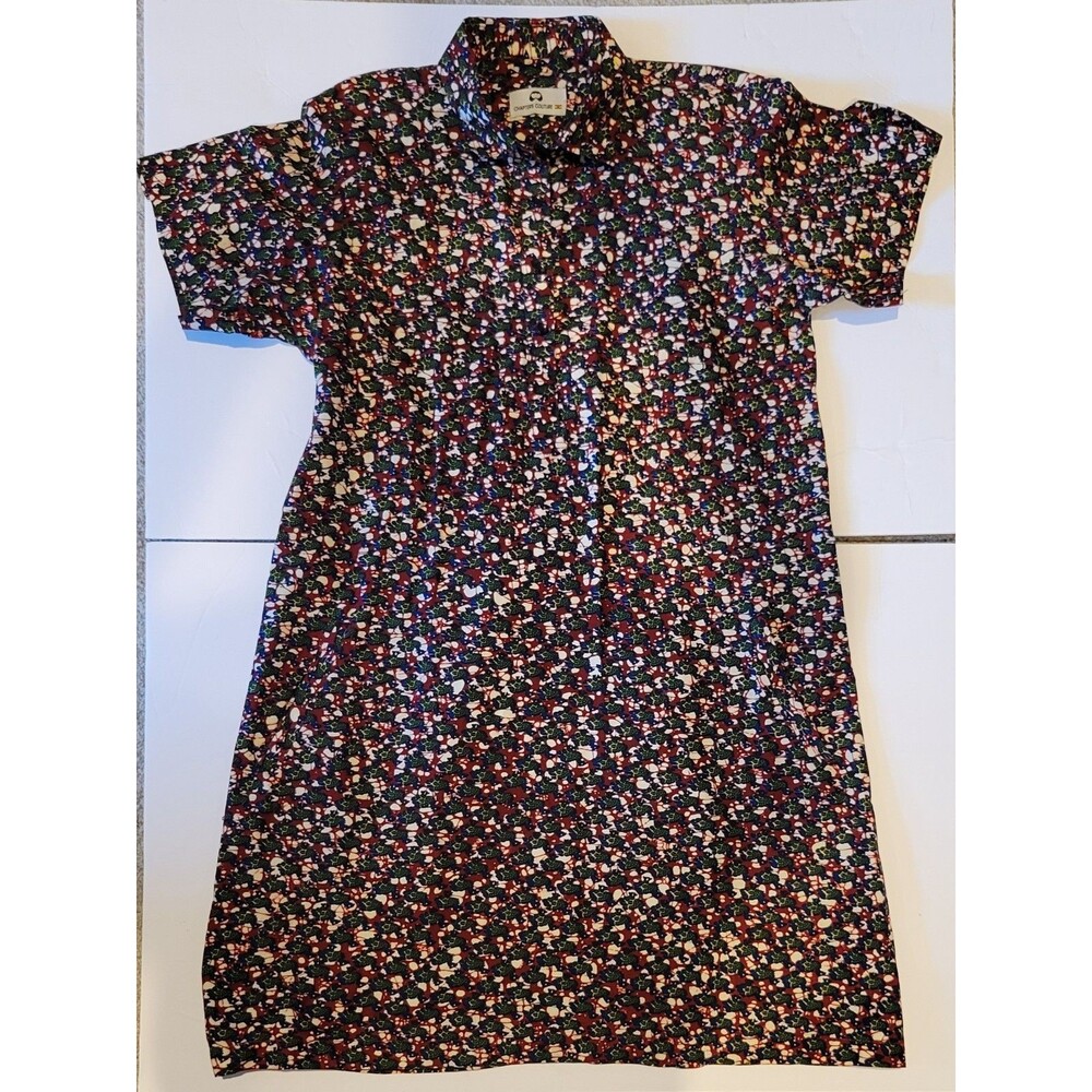 Chapters Couture Women's Abstract Print Shirt Dress Short Sleeve  Colorful